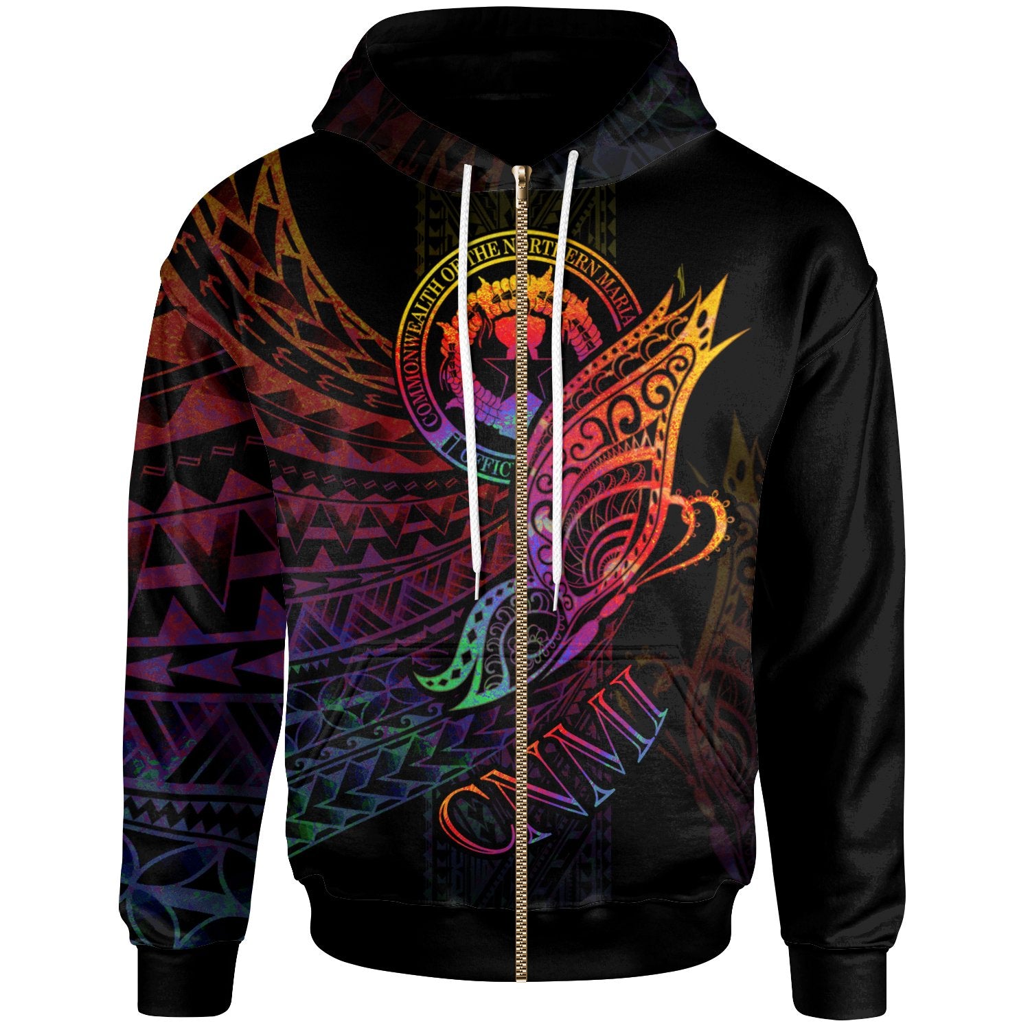 Northern Mariana Islands Zip Hoodie Butterfly Polynesian Style Unisex Red - Polynesian Pride