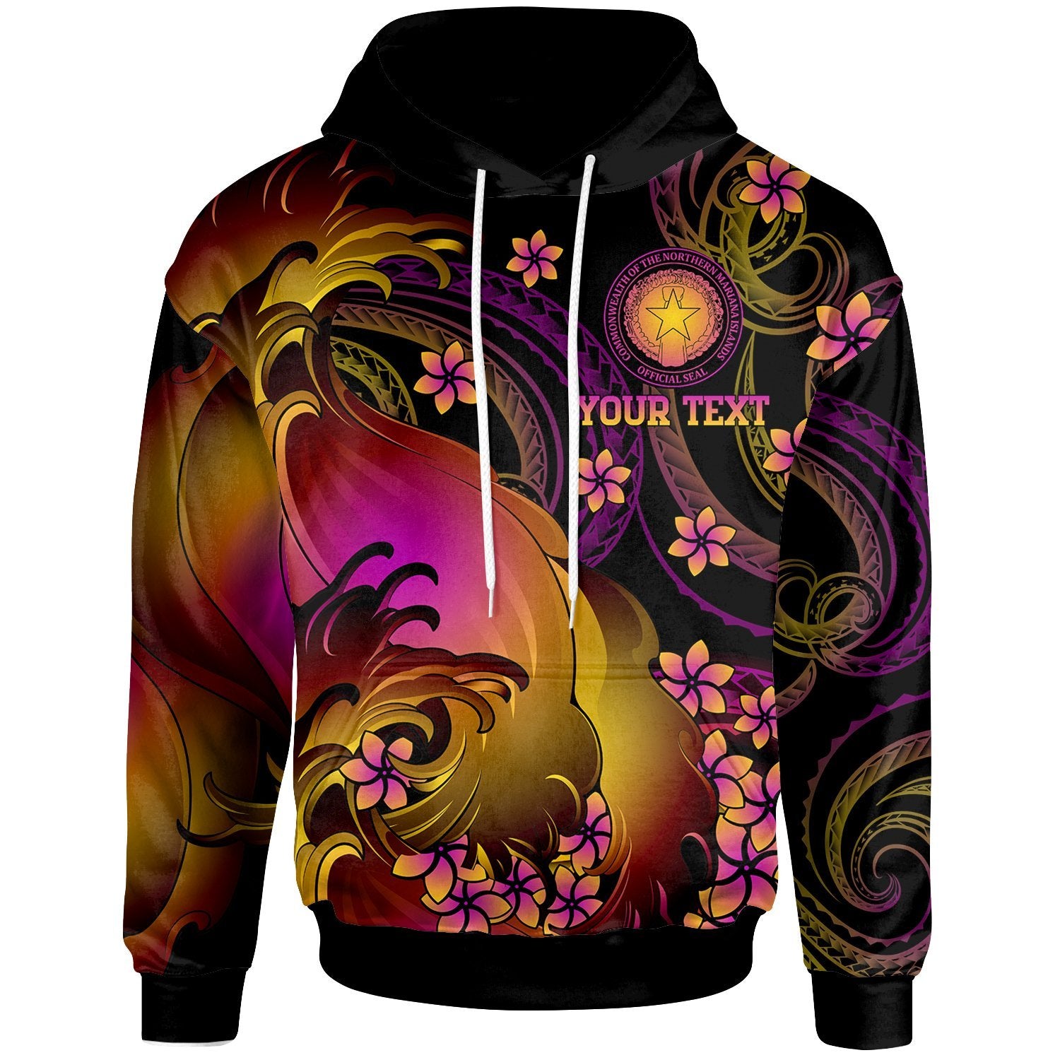 CNMI Custom Hoodie CNMI in wave Unisex Black - Polynesian Pride