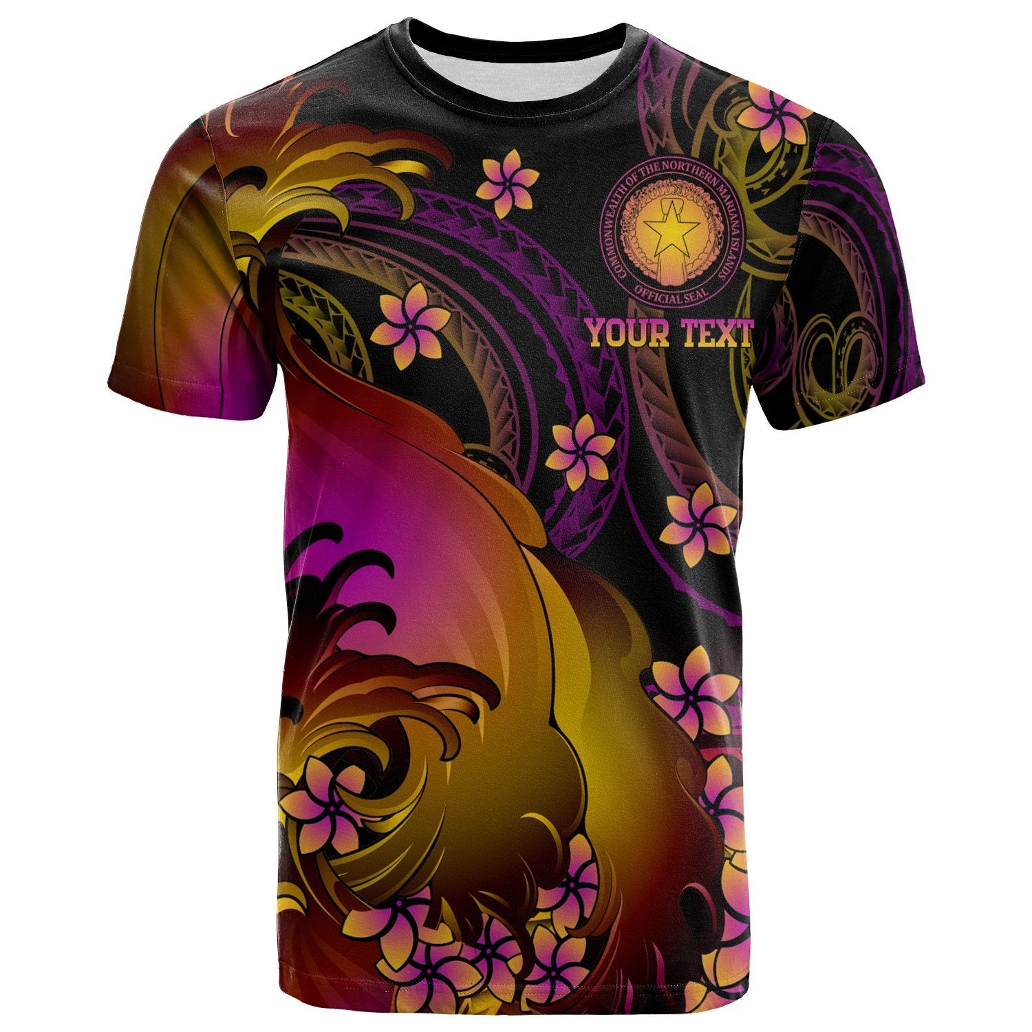 CNMI Custom T Shirt CNMI in wave Unisex Black - Polynesian Pride