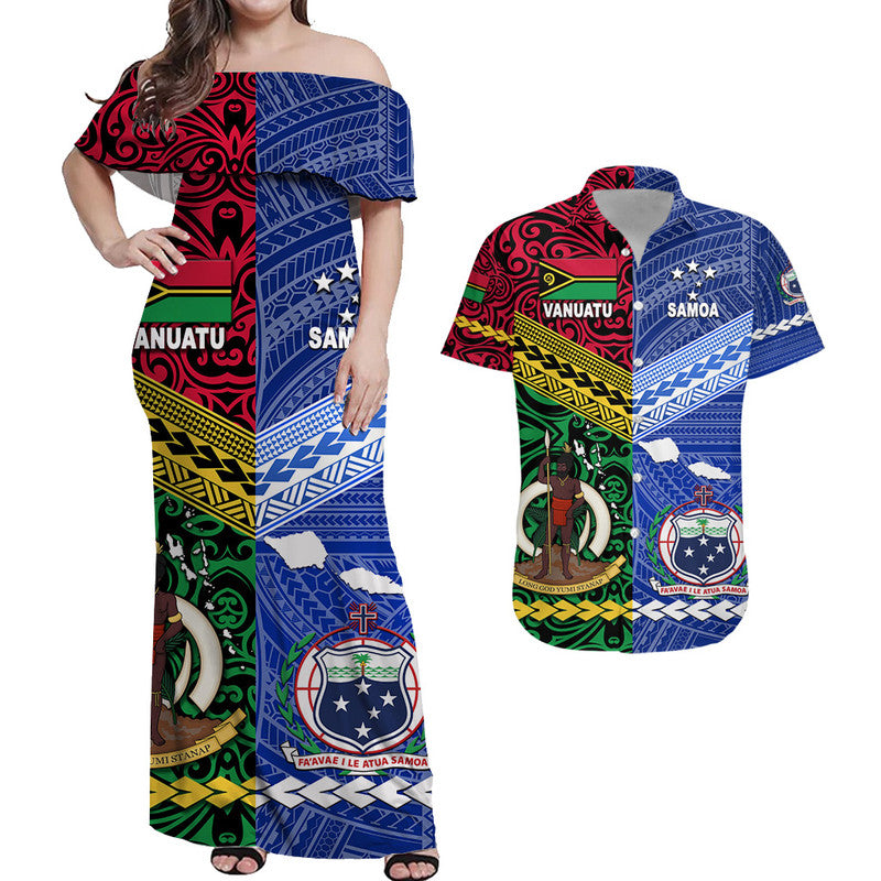 Polynesian Matching Hawaiian Shirt and Dress Samoa Vanuatu Together LT8 Blue - Polynesian Pride