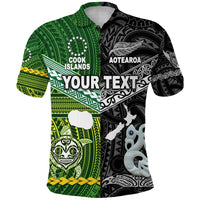Custom New Zealand Cook Islands Polo Shirt Maori Together Black LT8 - Polynesian Pride
