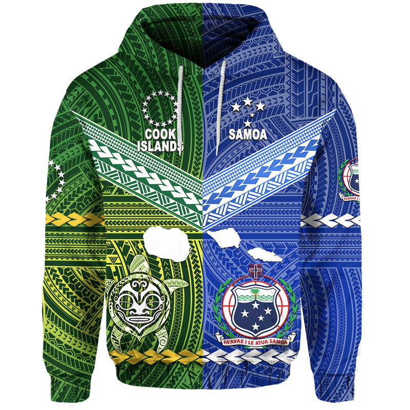 Samoa and Cook Islands Hoodie Together LT8 Blue - Polynesian Pride