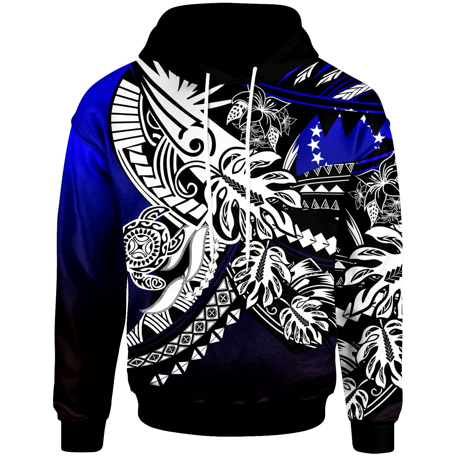 Cook Islands Hoodie Tribal Jungle Pattern Blue Color Unisex Blue - Polynesian Pride