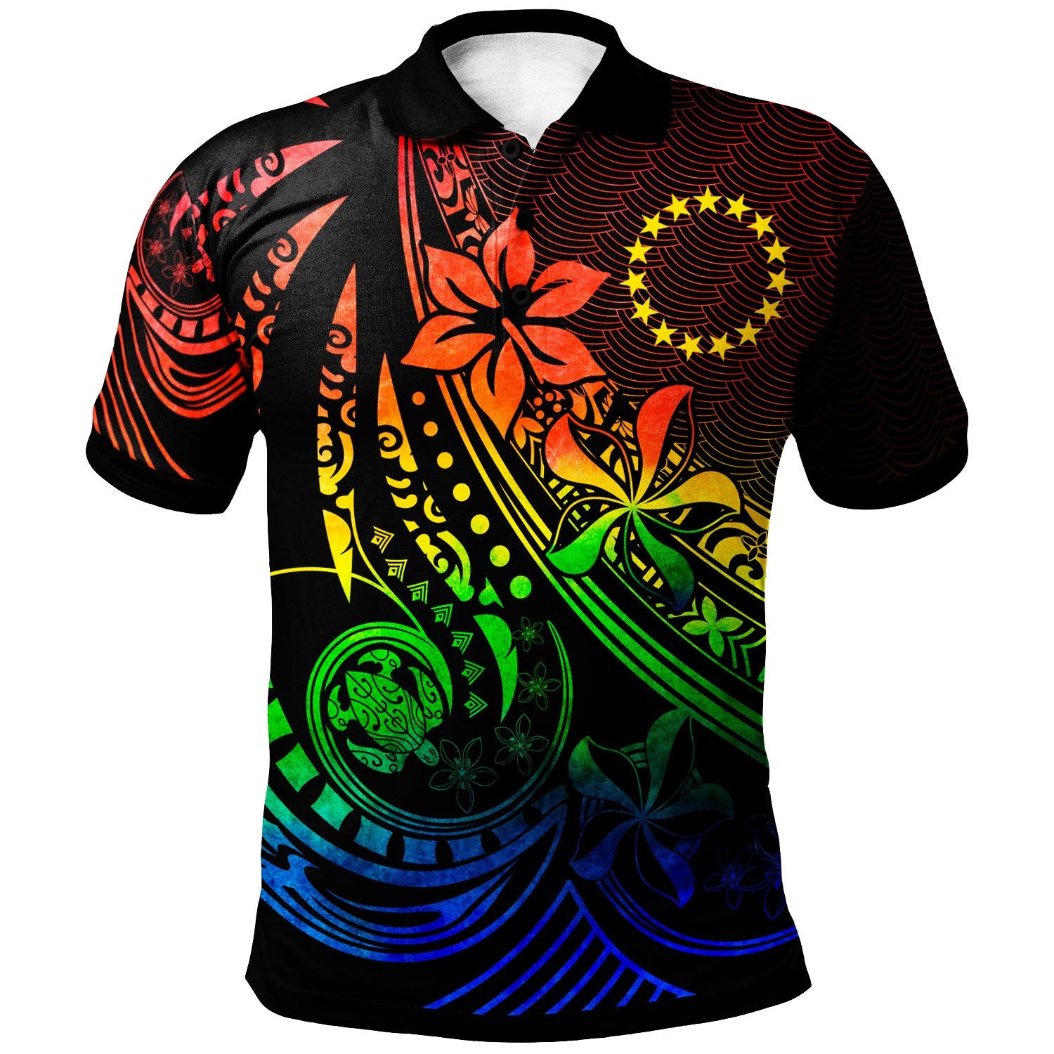 Cook Islands Polo Shirt The Flow Of The Ocean Rainbow Color Unisex Rainbow - Polynesian Pride