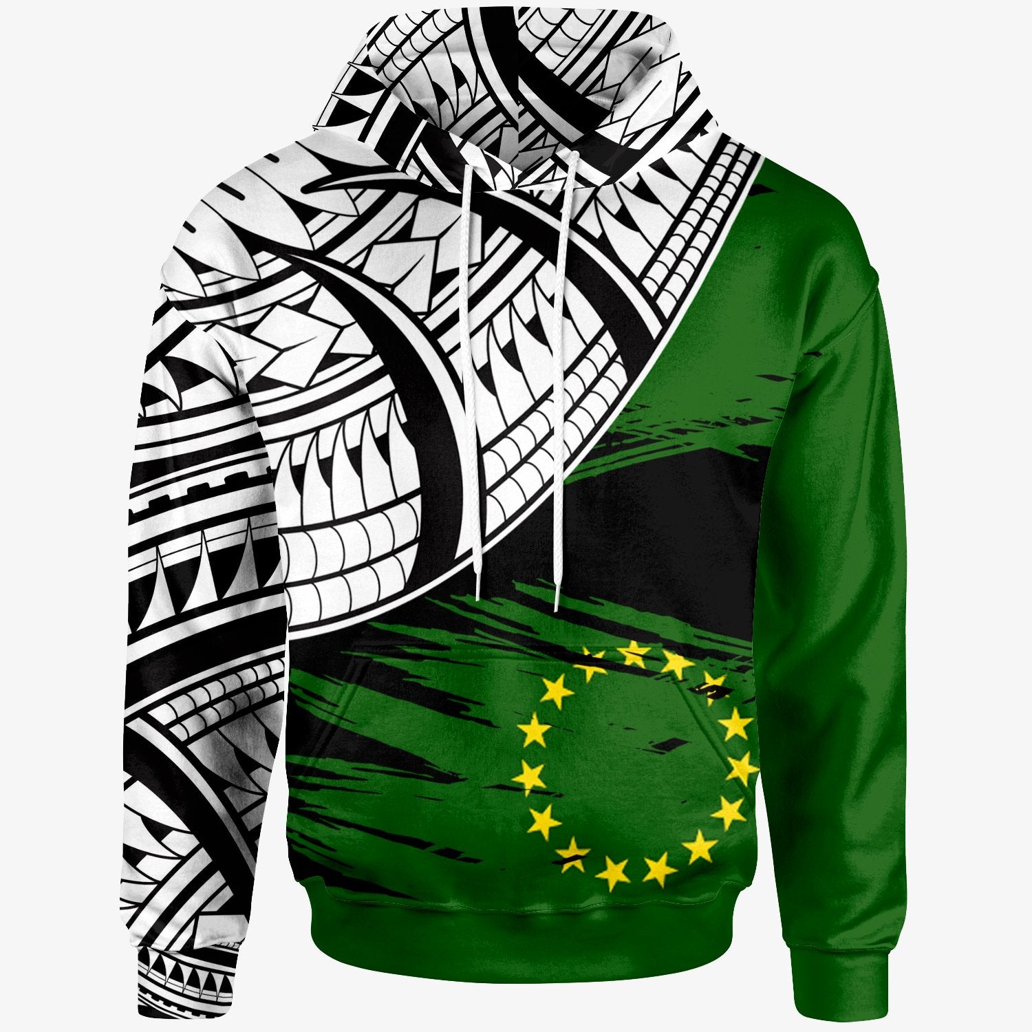 Cook Islands Hoodie Cook Islands Flag Style With Claw Patter Unisex Green - Polynesian Pride