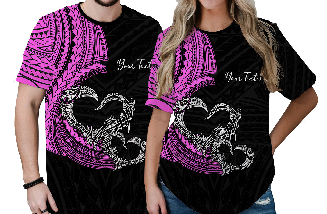 Custom Polynesian Valentine T Shirt Heart Tattoo Pink Style LT6 No Men - Polynesian Pride