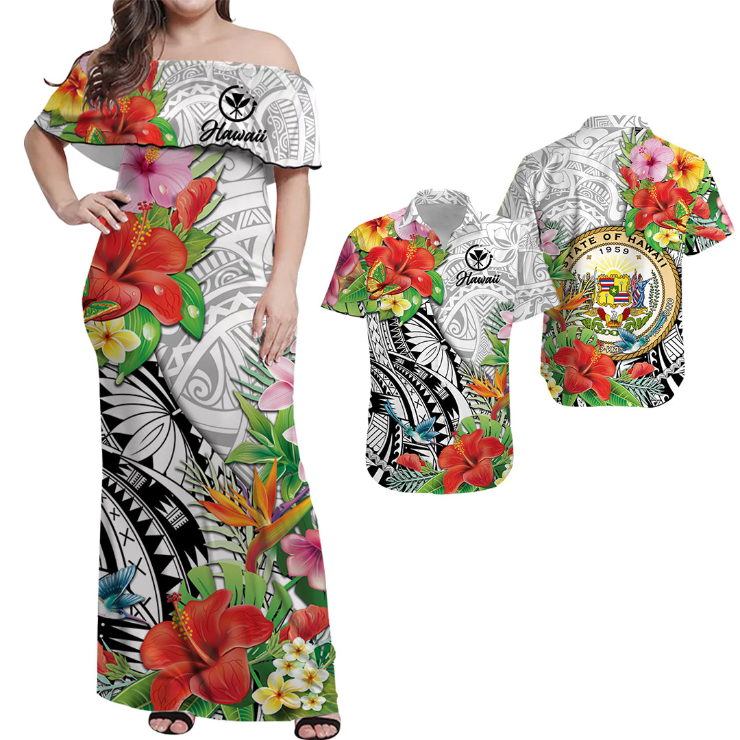 Custom Hawaii Polynesian Matching Hawaiian Outfits For Couples White LT2 WHITE - Polynesian Pride