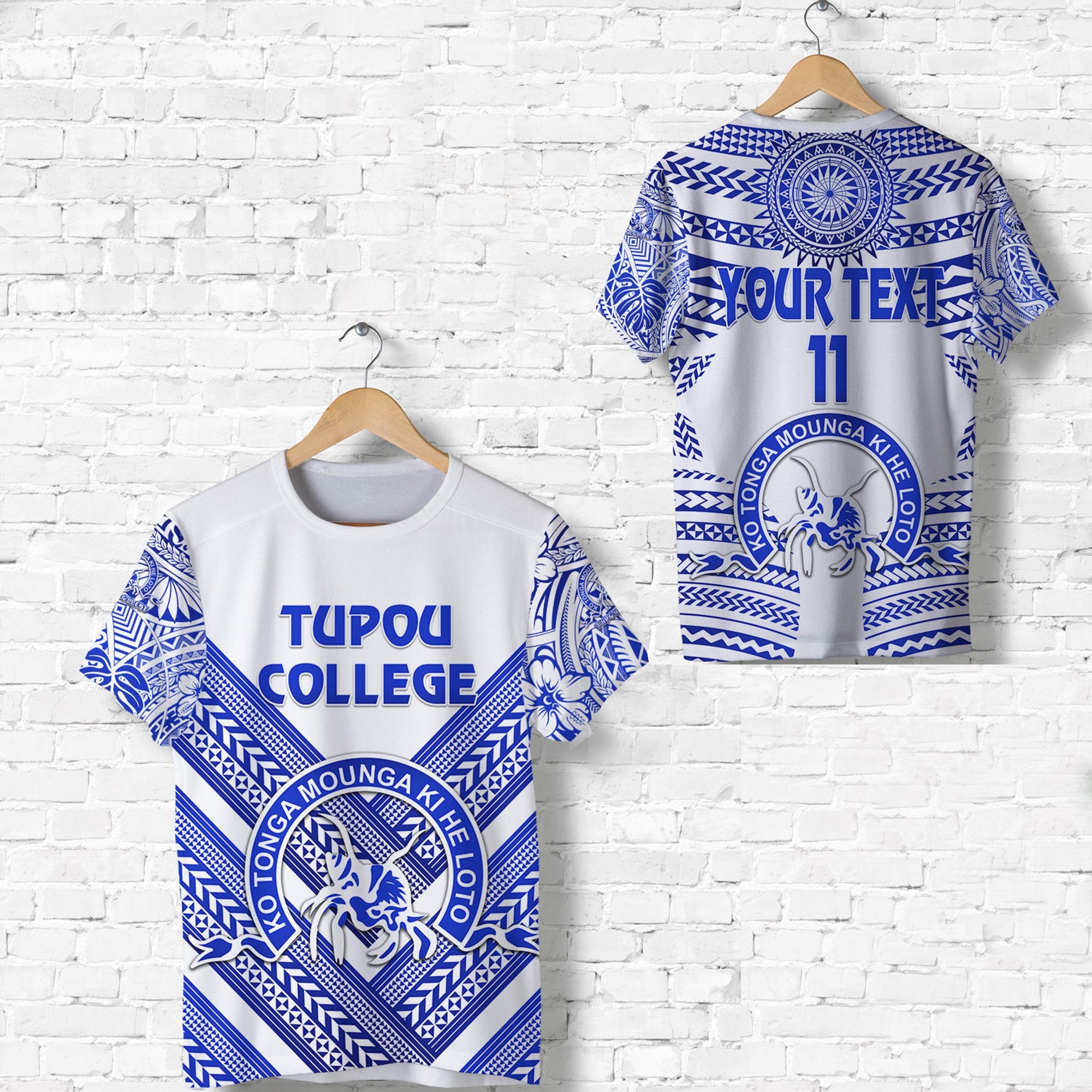 Custom Kolisi Ko Tupou College Tonga T Shirt Creative Style White, Custom Text and Number Unisex Blue - Polynesian Pride