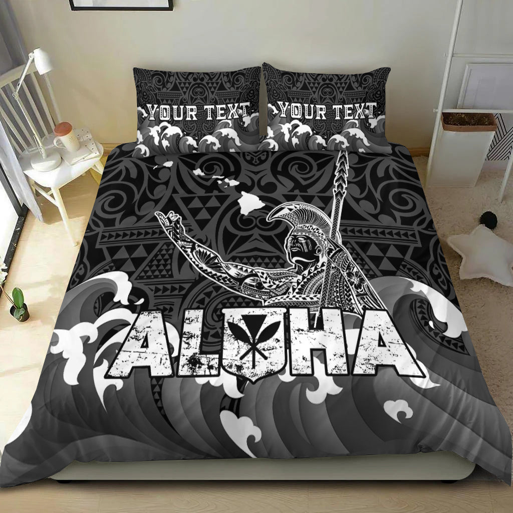 (Custom Personalised) Hawaii King Kamehameha Aloha Hawai'i Nei Bedding Set - LT2 BLACK - Polynesian Pride