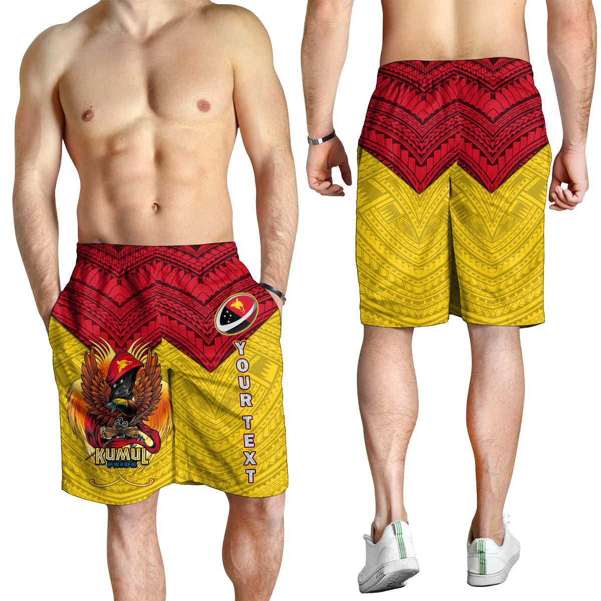 (Custom Personalised) Papua New Guinea Rugby Kumul Pride Men Short - LT2 - Polynesian Pride