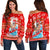 (Custom Personalised) Hawaii Christmas Santas Surf Mele Kalikimaka Women Off Shoulder Sweater - LT2 Women RED - Polynesian Pride