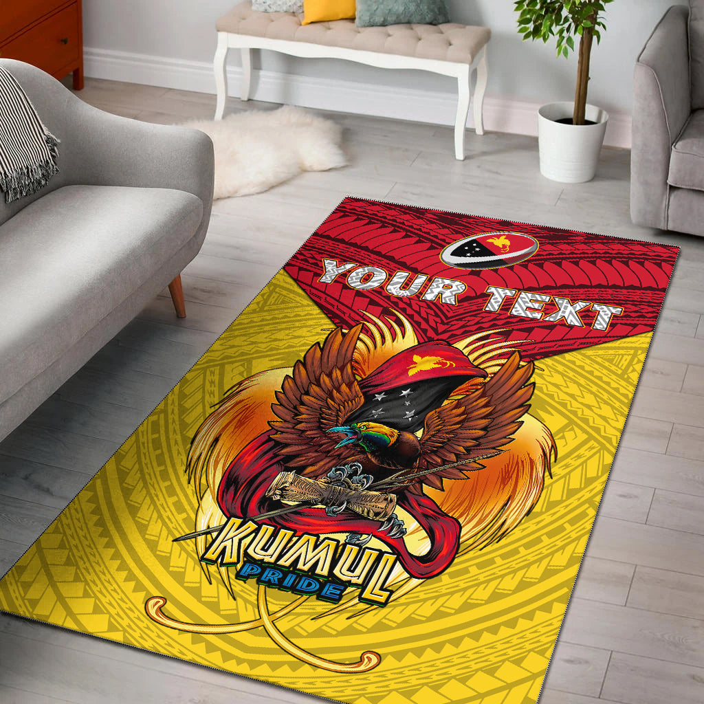 (Custom Personalised) Papua New Guinea Rugby Kumul Pride Area Rug - LT2 YELLOW - Polynesian Pride