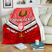 (Custom Personalised) Tonga Rugby Mate Ma'a Tonga Tapa Pattern Blanket - LT2 Red - Polynesian Pride