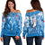 (Custom Personalised) Samoa Rugby Toa Samoa Blue Style Women Off Shoulder Sweater - LT2 Women BLUE - Polynesian Pride