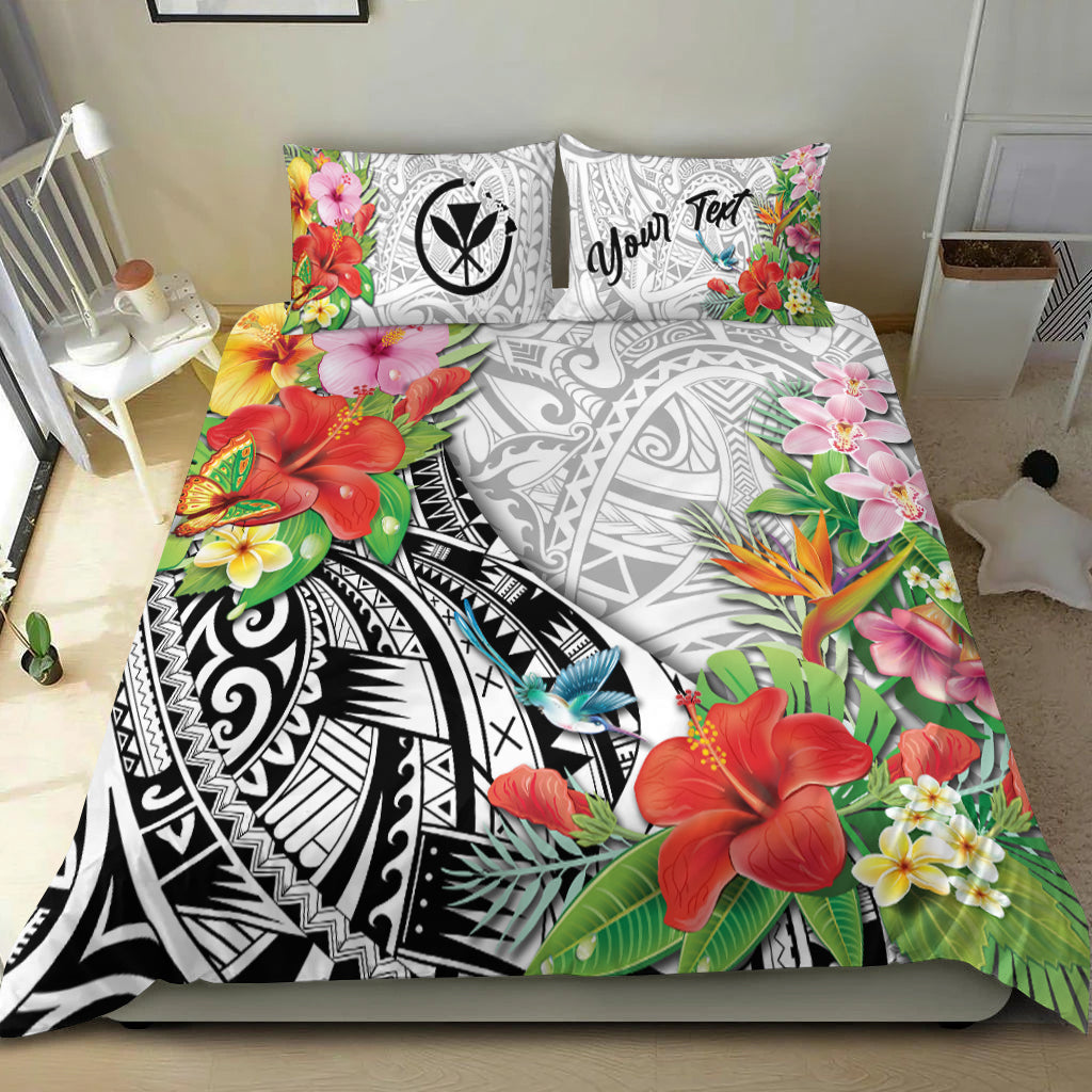 (Custom Personalised) Hawaii Hibiscus Kanaka Polynesia Bedding Set - LT2 WHITE - Polynesian Pride