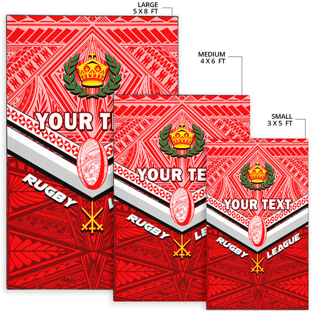 (Custom Personalised) Tonga Rugby Mate Ma'a Tonga Tapa Pattern Area Rug - LT2 - Polynesian Pride