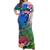 (Custom Personalised) South Sea Islanders Kanakas Hibiscus Polynesia Off Shoulder Long Dress - LT2 Women BLUE - Polynesian Pride