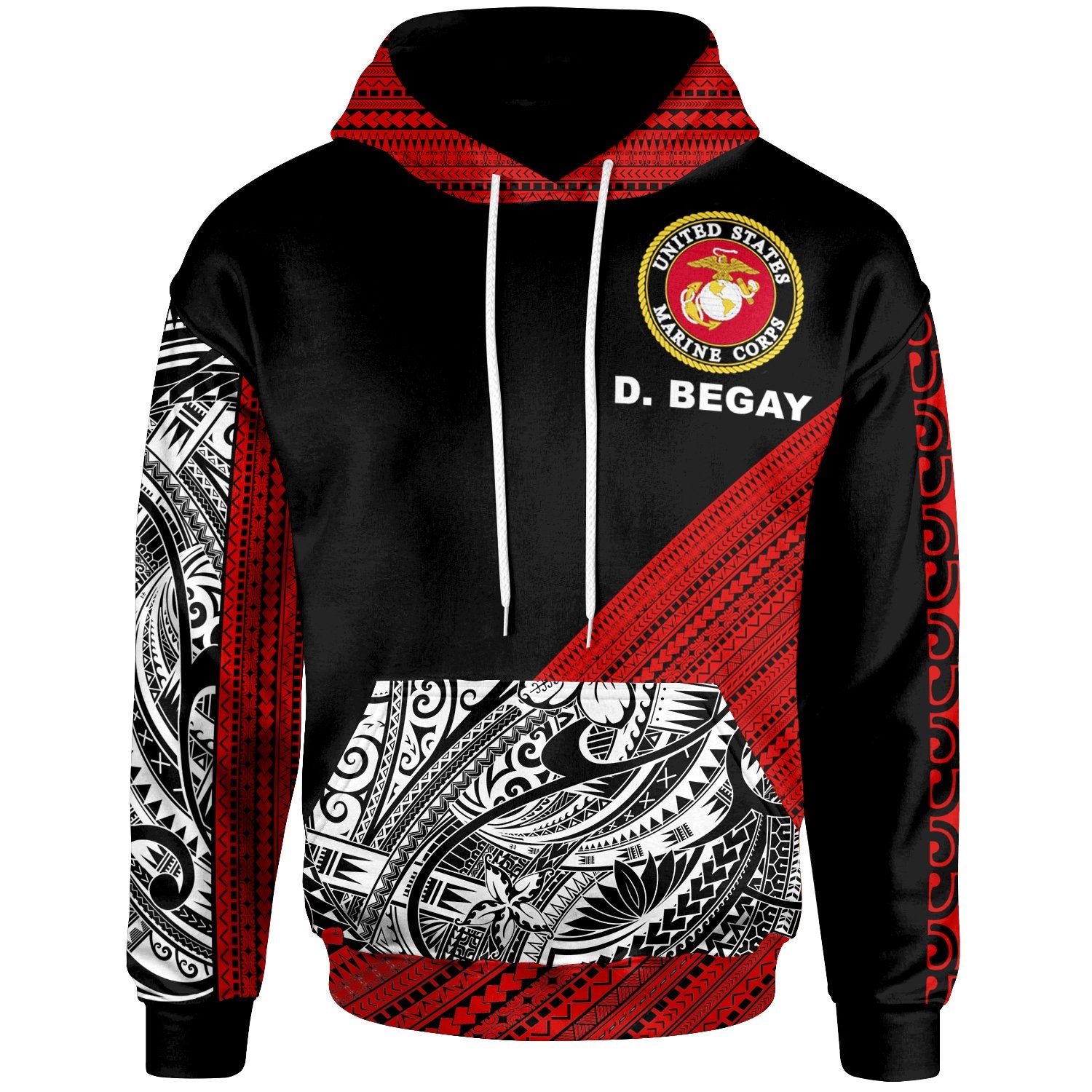 Custom Hoodie Polynesian Diagonal Pattern Red Unisex Red - Polynesian Pride