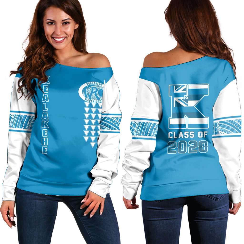 (Personalised) Hawaii - Kealakehe High Custom Your Class Women's Off Shoulder Sweatshirt AH Blue - Polynesian Pride