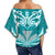 Hawaii Kanaka Polynesian Women's Off Shoulder Wrap Waist Top - Cyan - Bernice Style - AH - Polynesian Pride