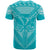 Hawaiian Kanaka Map Football Jersey T Shirt Cyan and White Roger Style - Polynesian Pride