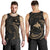 Papua New Guinea Polynesian Custom Personalised Men's Tank Top - Gold Tribal Wave Black - Polynesian Pride