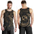 Tonga Polynesian Custom Personalised Men's Tank Top - Gold Tribal Wave Black - Polynesian Pride