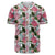 Pink Monstera And Green Tropical Leaves White Baseball Jersey Black - Polynesian Pride