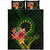 Cook Islands Polynesian Custom Personalised Quilt Bed Set - Floral With Seal Flag Color - Polynesian Pride