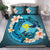 (Custom) Hawaii Quilt Bed Set - Blue Plumeria Animal Tattoo Personal Signature - Polynesian Pride