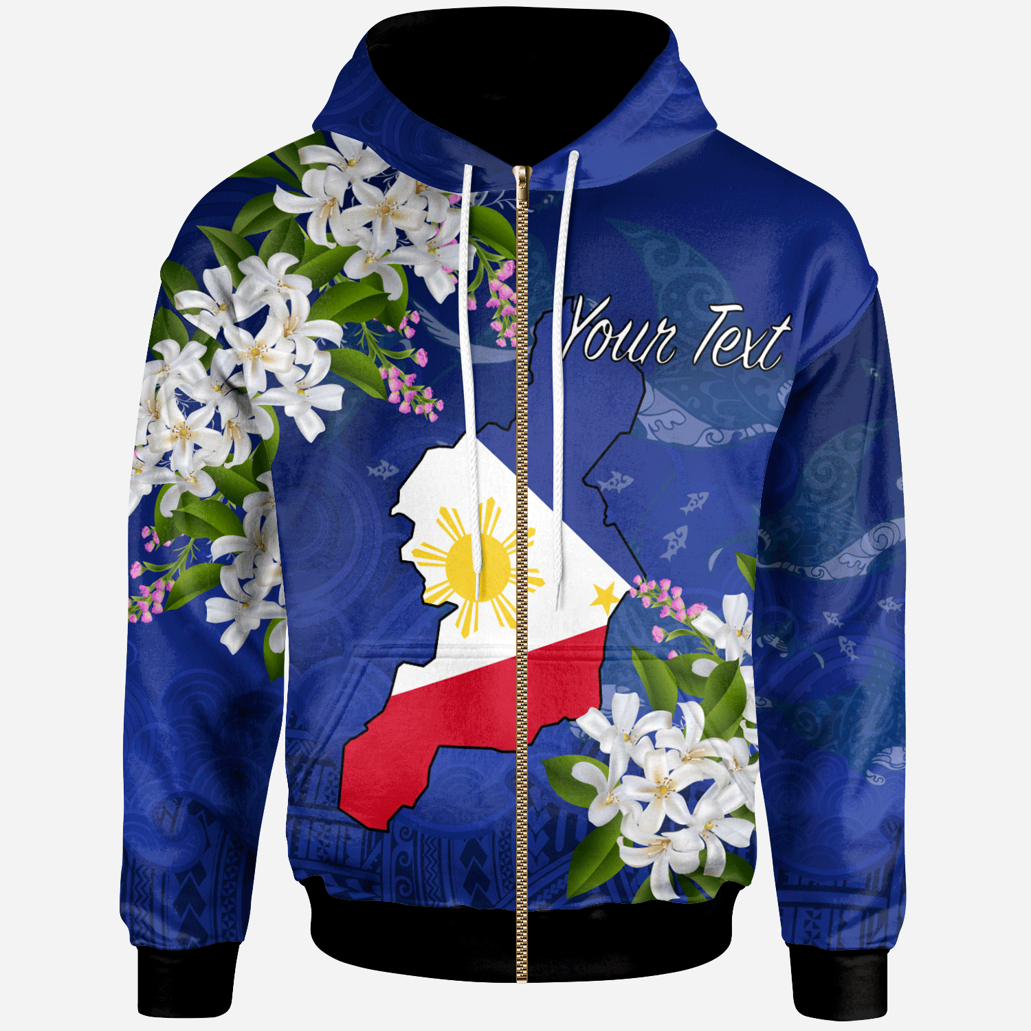 Philippines Custom Zip Hoodie Filipino With Map Unisex Blue - Polynesian Pride