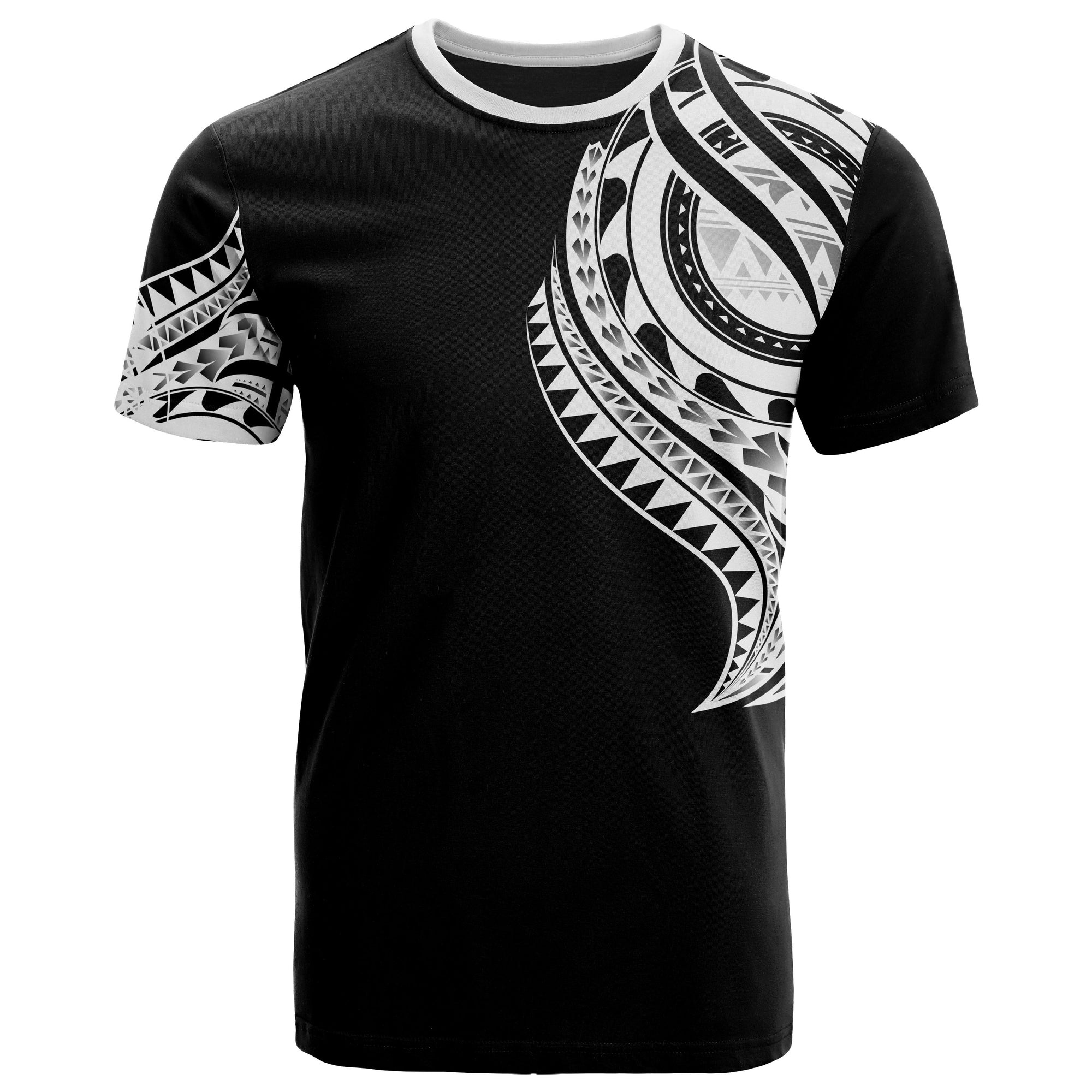 Solomon Islands T Shirt Solomon Islands Tatau White Patterns With Coat of Arms Unisex Black - Polynesian Pride