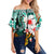 Hawaii Fish Hook Off Shoulder Waist Wrap Top Green Style LT6 Female Green - Polynesian Pride