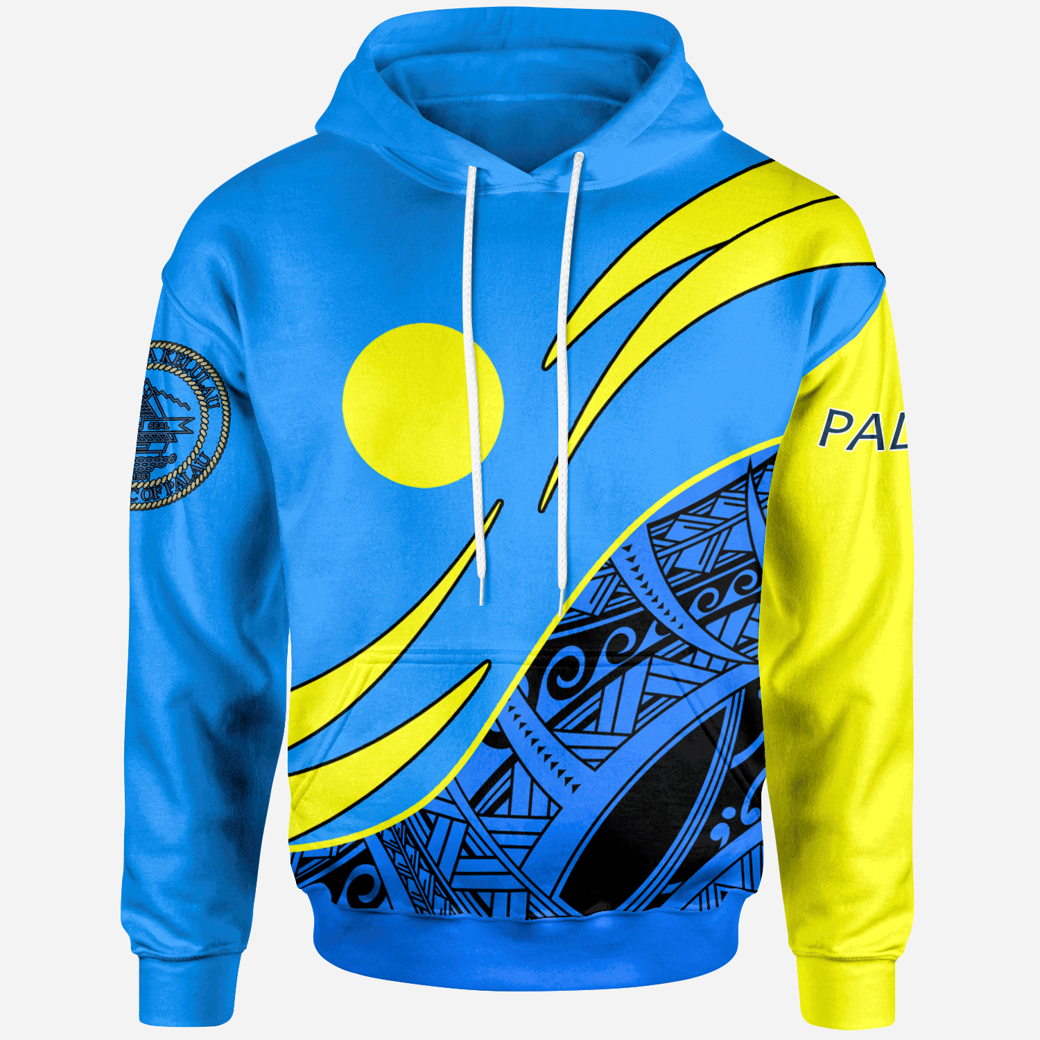 Palau Hoodie Symmetrical Lines Unisex Blue - Polynesian Pride