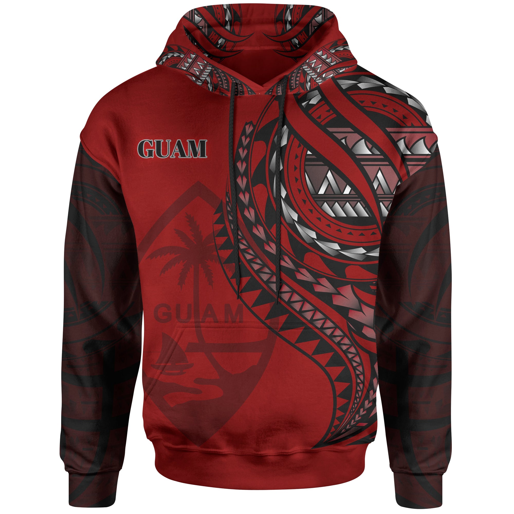 Guam Hoodie Red Polynesian Patterns Best Guam Ever Unisex Black - Polynesian Pride