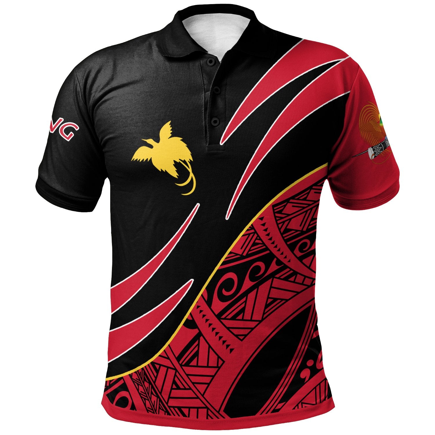 Papua New Guinea Polo Shirt Symmetrical Lines Unisex Black - Polynesian Pride