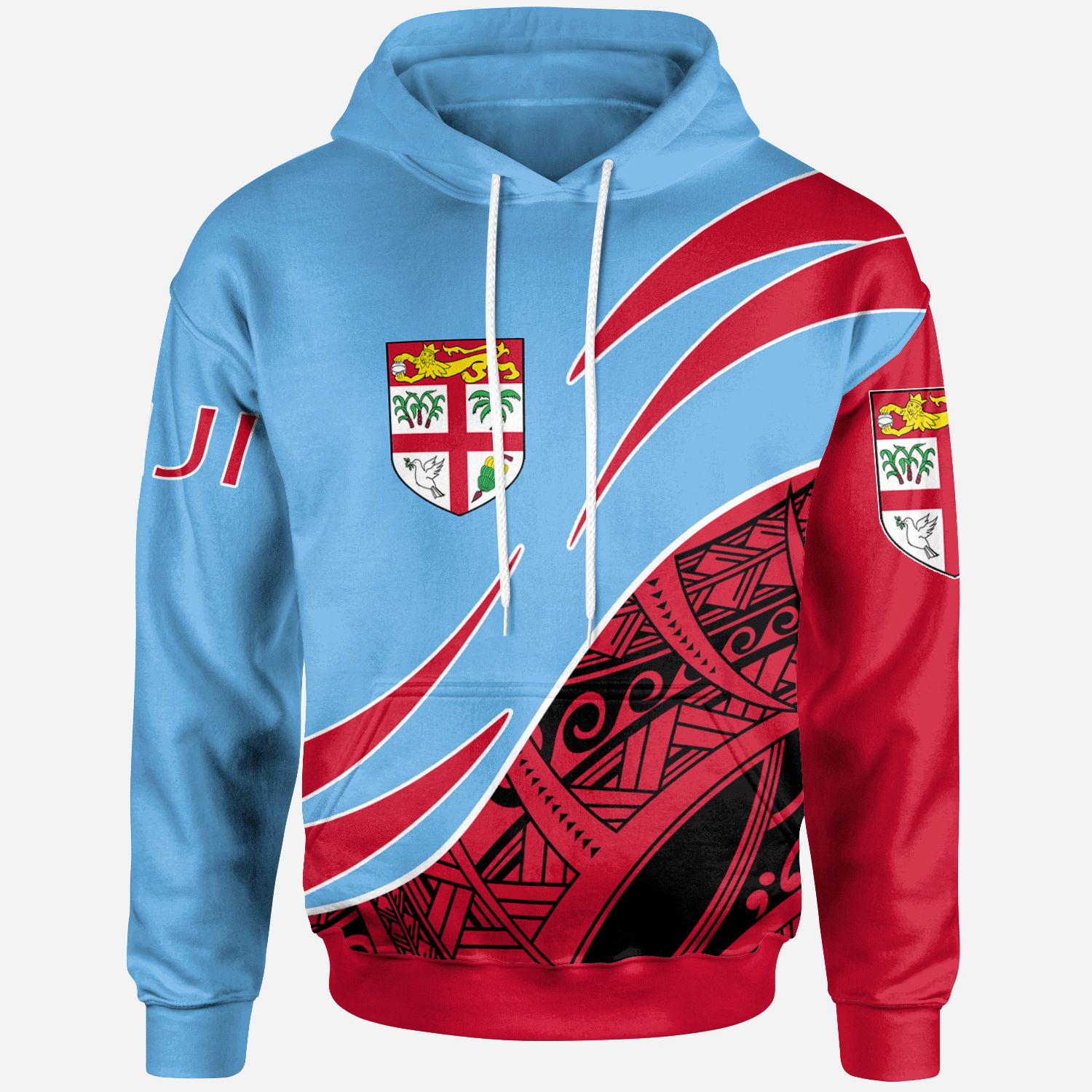 FiJi Hoodie Symmetrical Lines Unisex Blue - Polynesian Pride