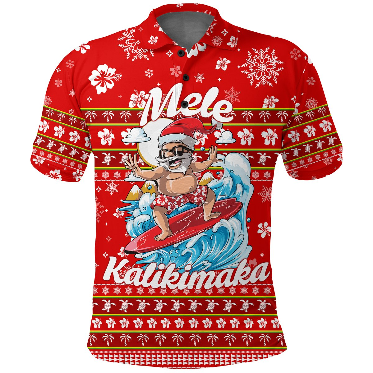 Custom Hawaii Christmas Santas Surf Mele Kalikimaka Polo Shirt LT2 - Polynesian Pride