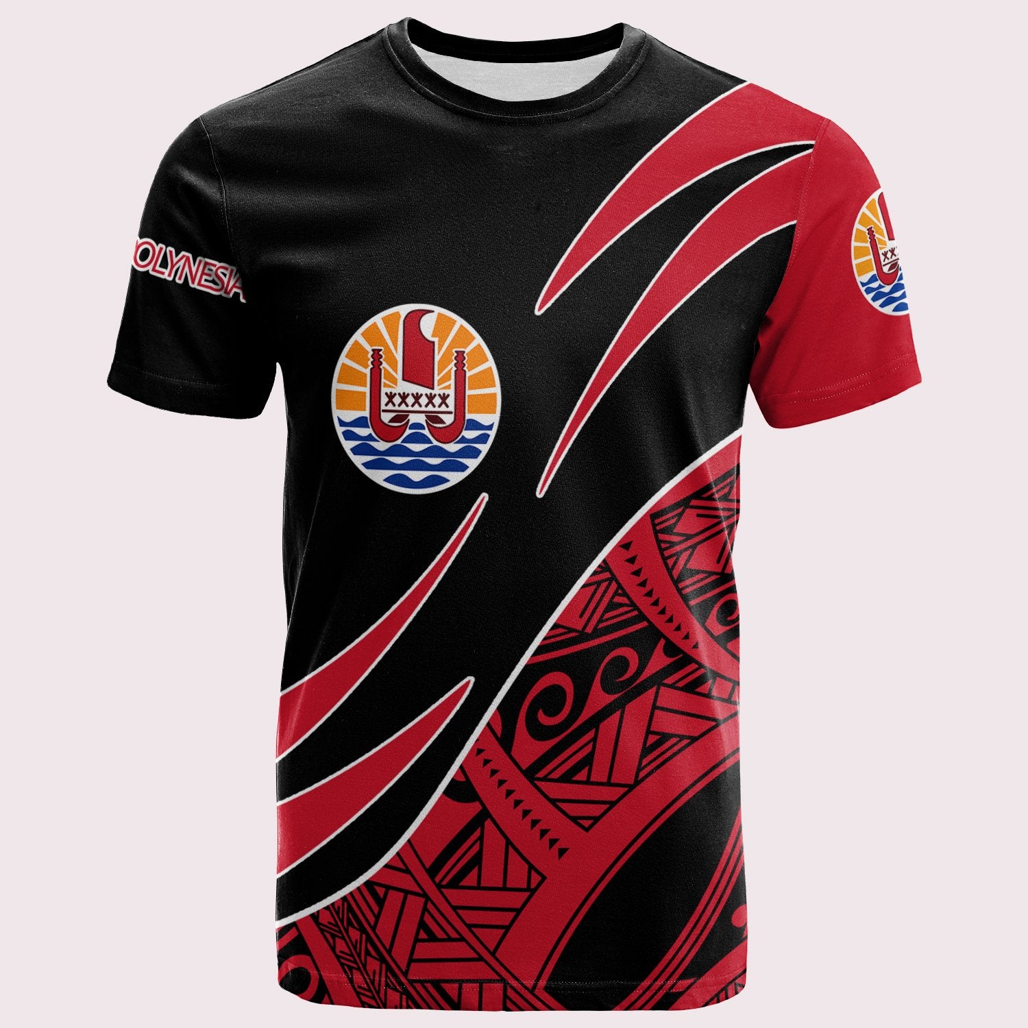 French Polynesia T Shirt Symmetrical Lines Unisex Black - Polynesian Pride