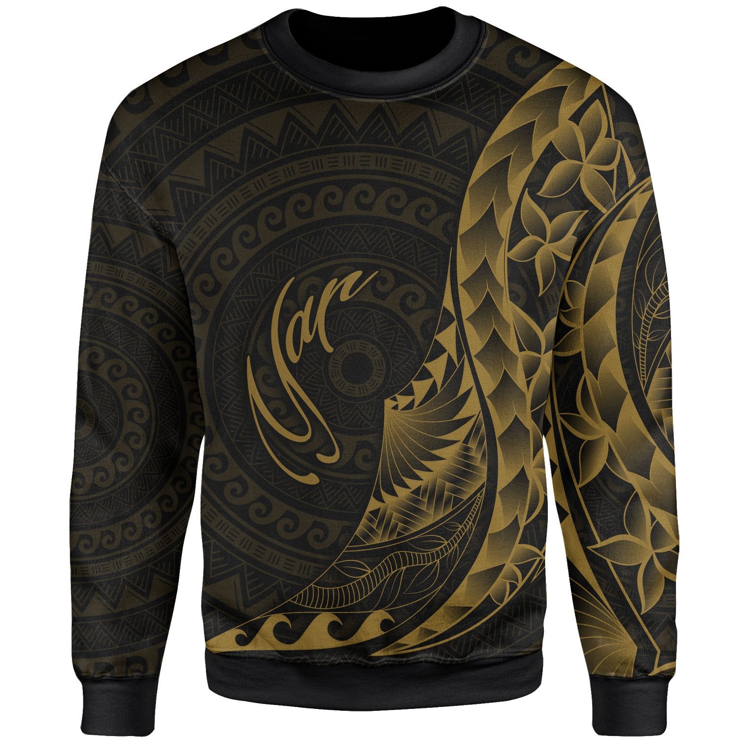 Yap Sweatshirt - Polynesian Pattern Style Gold Color Unisex Gold - Polynesian Pride