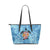 Personalized - Hawaii Turtle Hibiscus Plumeria Blue Small Leather Tote Bag - Polynesian Pride