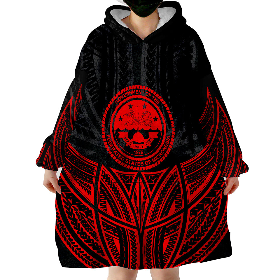 Federated States Of Micronesia Pride Map And Seal Wearable Blanket Hoodie LT9 - Polynesian Pride
