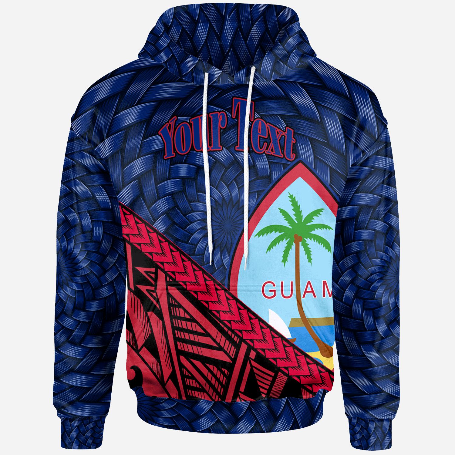 Guam Hoodie Custom Tapa Patterns With Bamboo Unisex Blue - Polynesian Pride