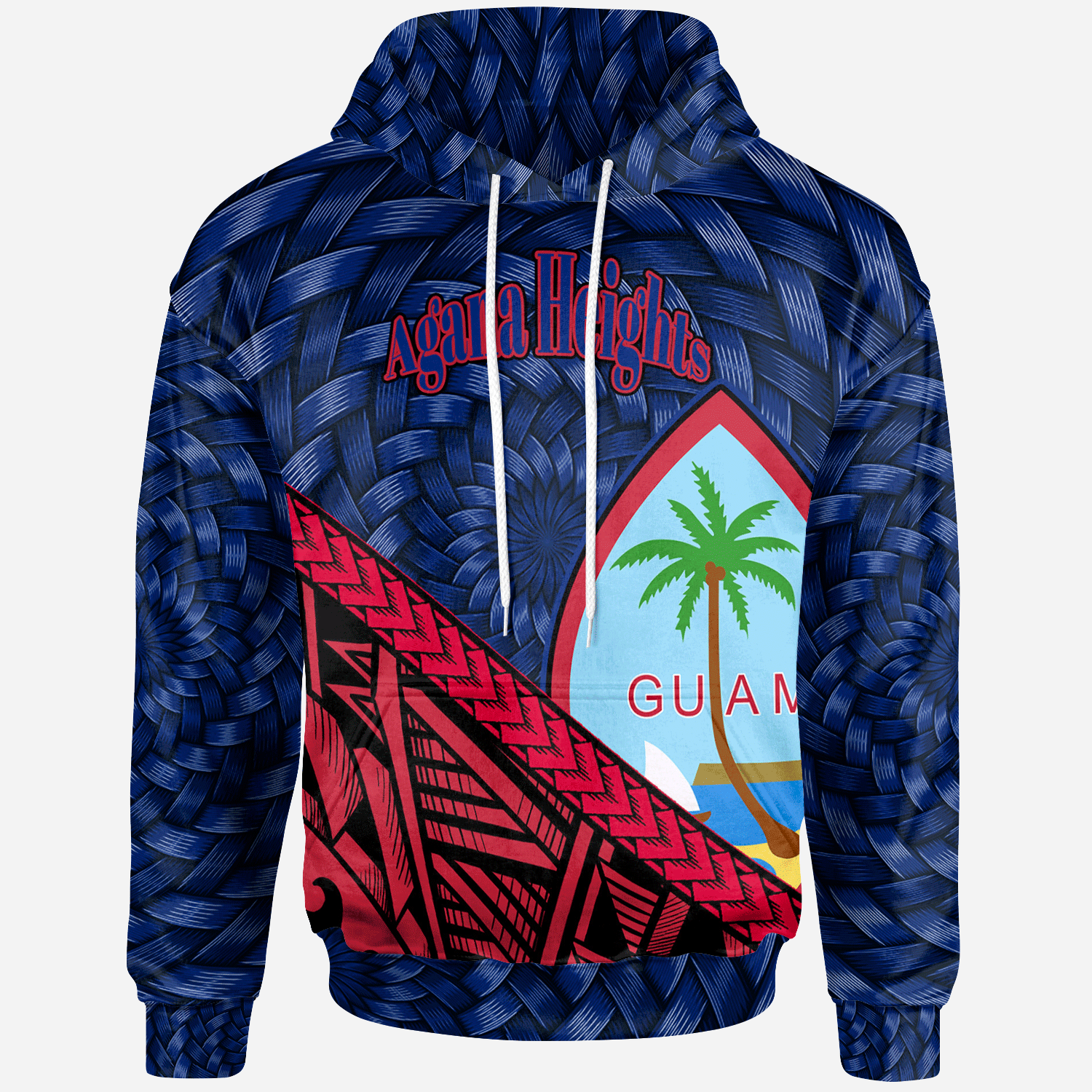 Guam Hoodie Agana Heights Tapa Patterns With Bamboo Unisex Blue - Polynesian Pride