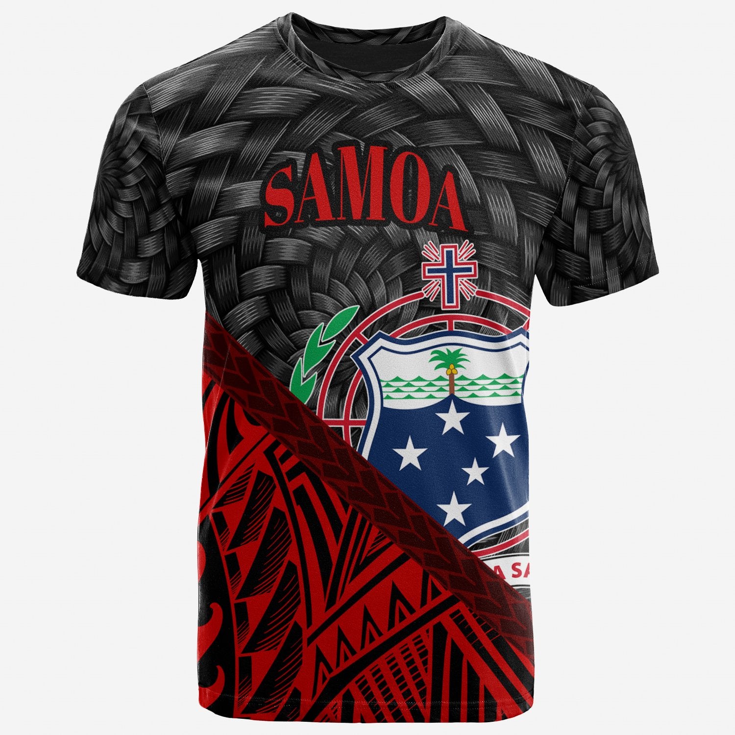 Samoa T Shirt Red Polynesian Patterns With Bamboo Unisex Red - Polynesian Pride