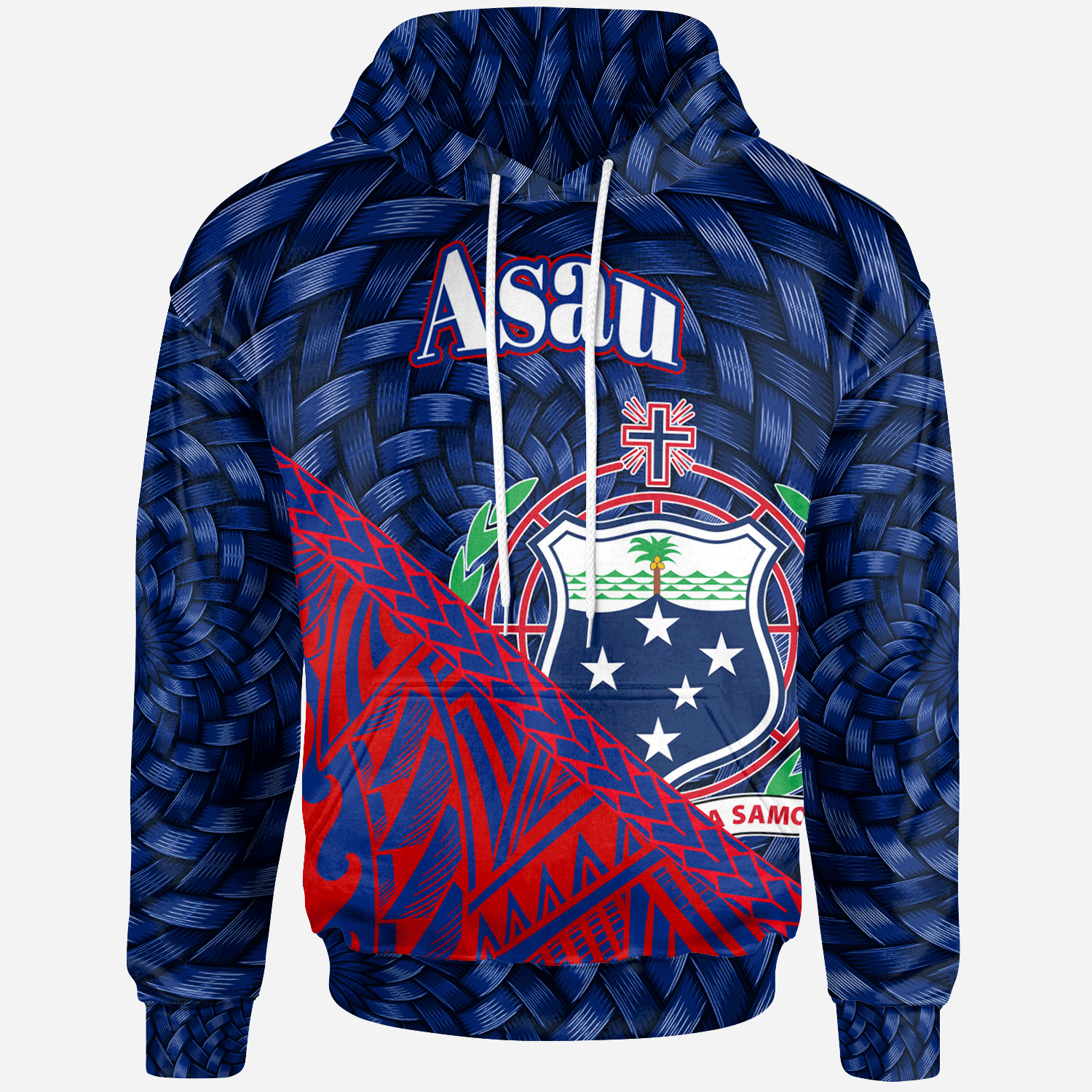 Samoa Hoodie Asau Polynesian Patterns With Bamboo Unisex Blue - Polynesian Pride