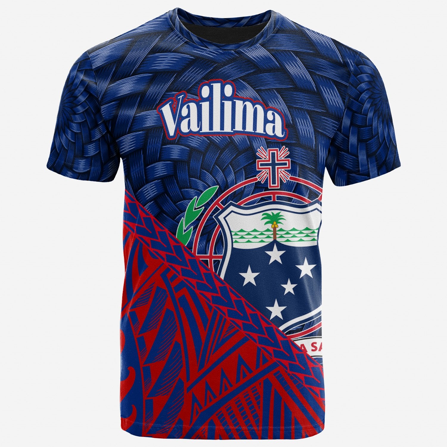 Samoa T Shirt Vailima Polynesian Patterns With Bamboo Unisex Blue - Polynesian Pride