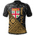 Fiji Polo Shirt Custom Gold Tapa Patterns With Bamboo Unisex Black - Polynesian Pride