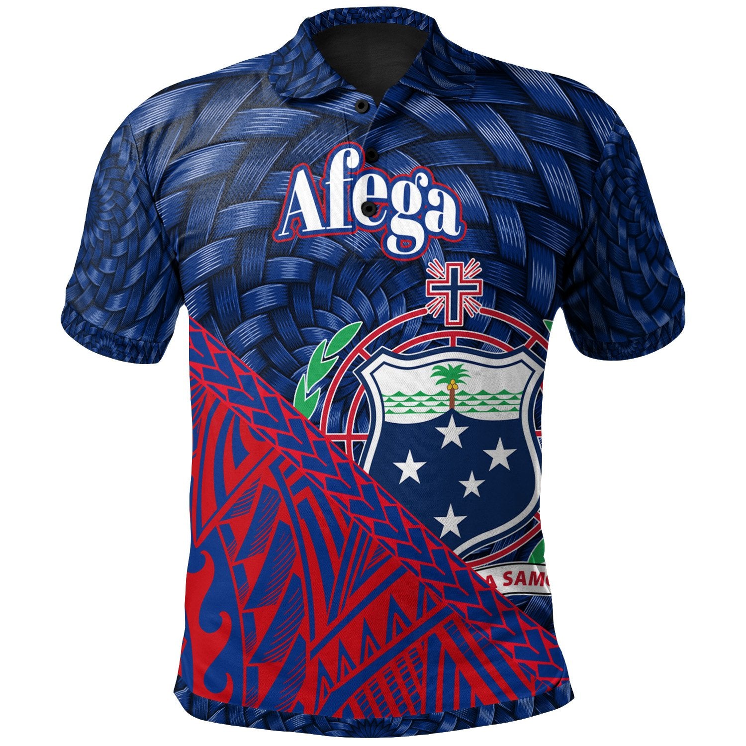 Samoa Polo Shirt Afega Polynesian Patterns With Bamboo Unisex Blue - Polynesian Pride