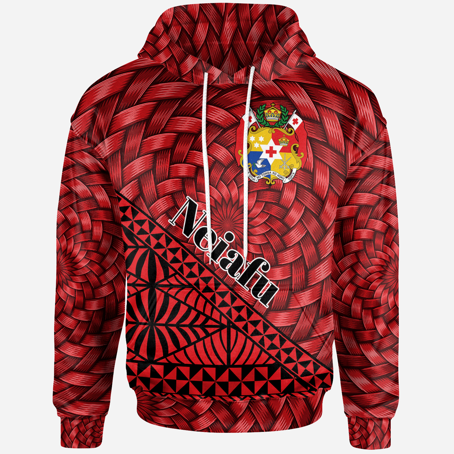 Tonga Hoodie Neiafu Tapa Patterns With Bamboo Unisex Red - Polynesian Pride